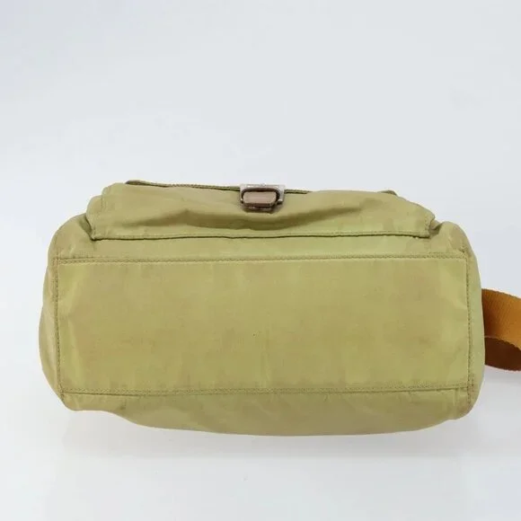 PRADA Shoulder Bag Nylon Beige Silver